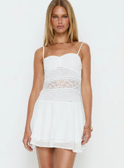 Memoria Lace Mini Dress White