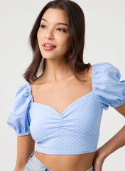 Polka Dot Puff Sleeve Top