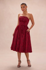 Ashlyn Strapless Jacquard Midi Dress