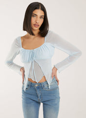 Butterfly Long Sleeve Mesh Top
