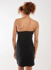 Bow Detail Corset Strapless Dress