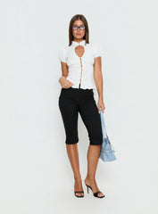 Yamila Keyhole Blouse Top White