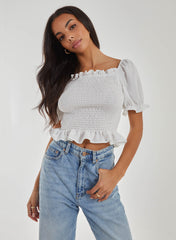 Puff Sleeve Square Neck Shirred Top