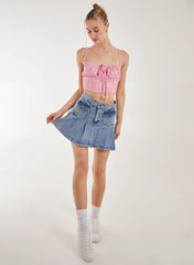 Floral Tie Front Cami Cropped Top
