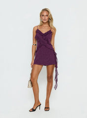 Kinara Ruffle Mini Dress Purple