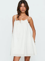 Kind Of Wonderful Tie Detail Baby Doll Mini Dress White