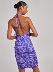 Swirl Print Halterneck Mini Dress
