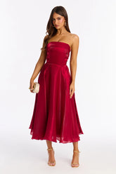 Natasha Strapless Organza Midi Dress