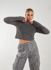 Metallic Long Sleeve Crochet Top