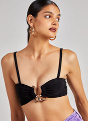Gold Trim Slinky Crop Top
