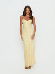 Celena Maxi Dress Lemon Burnout