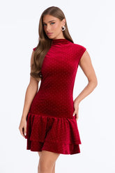 Shes A Girls Girl Embellished Velvet Mini Dress