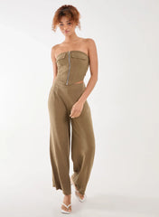 Linen Straight High Waist Trousers