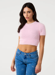 Short Sleeve Fluffy Knit Jumper