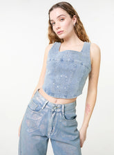 Diamante Denim Corset Top
