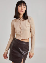 Button Up Ribbed Crop Top