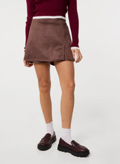 Suede Skort Slit Skirt