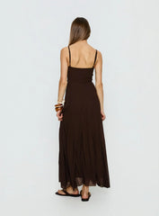 Janeira Pleat Maxi Dress Chocolate