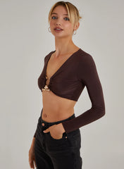 Gold Trim Slinky Long Sleeve Top