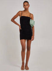 Strappy Gathered Slinky Mini Dress