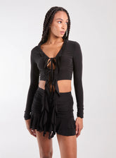 Long Sleeve Slinky Ruffle Top