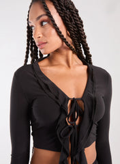 Long Sleeve Slinky Ruffle Top