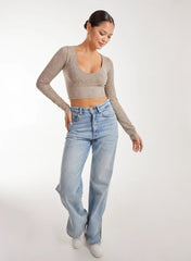 Washed Rib Long Sleeve Top
