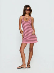 Klova Halter Mini Dress Pink Stripe