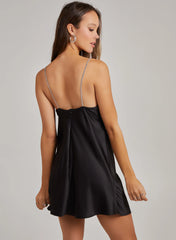 Rhinestone Cupped Satin Dress