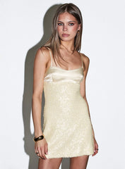 Alishia Satin Sequin Corset Mini Dress Butter