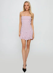Delamere Mini Dress Pink / Black Polka Dot