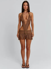 LOURE MINI DRESS BROWN