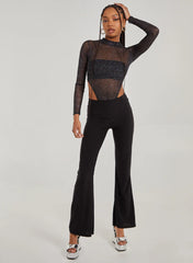 Glitter Long Sleeve Mesh Bodysuit
