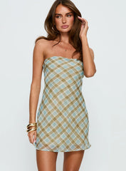 Mistee Strapless Mini Dress Multi Check