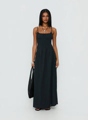 Magnolie Shirred Maxi Dress Charcoal
