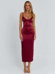 HOLLIE MIDI DRESS BURGUNDY