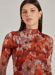 Graphic Floral High Neck Bodysuit