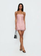 Jemira Strapless Shimmer Mini Dress Pink