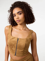 Bra Cup Suede Top