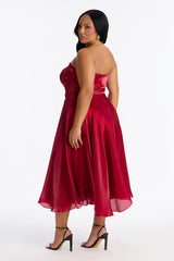 Natasha Strapless Organza Midi Dress
