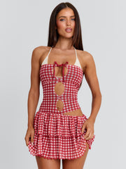 LORENA MINI DRESS RED GINGHAM