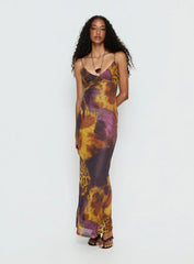 Saphrona V Neck Maxi Dress Leopard Blur