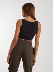 Eyelet Detail Corset Crop Top