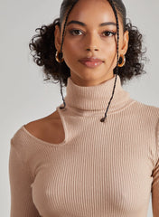 Knit Cut Out Turtle Neck Top