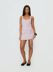 Favourite Daughter Tie Detail Mini Dress Pink / Grey Stripe