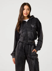 Halo Diamante Heart Zip Up Hoodie
