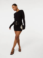 Denim Belted Mini Skirt