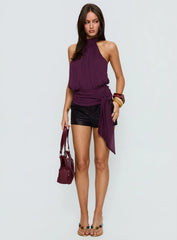 Faythe High Neck Tie Top Berry