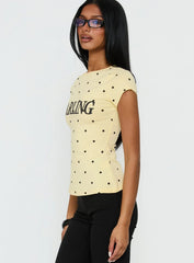 Darling Girl Graphic Top Yellow Polka Dot