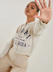 Miami Slogan Zip Up Hoodie